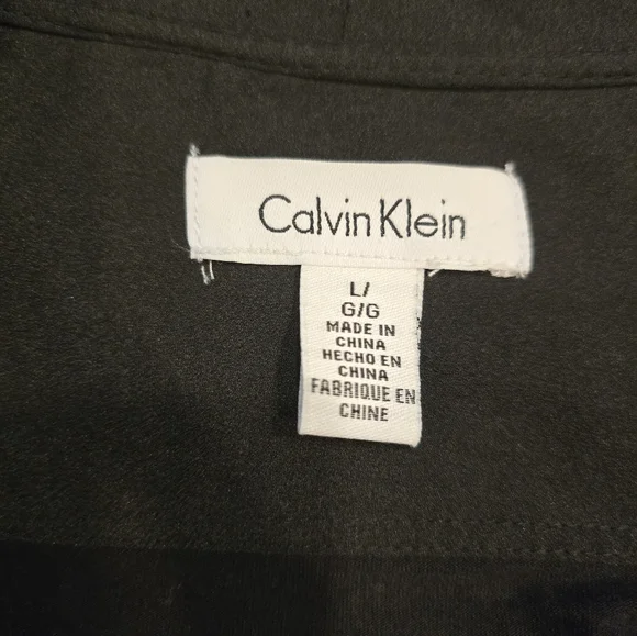 Calvin Klein Black Short Sleeve Blouse, Size L - Picture 2 of 9